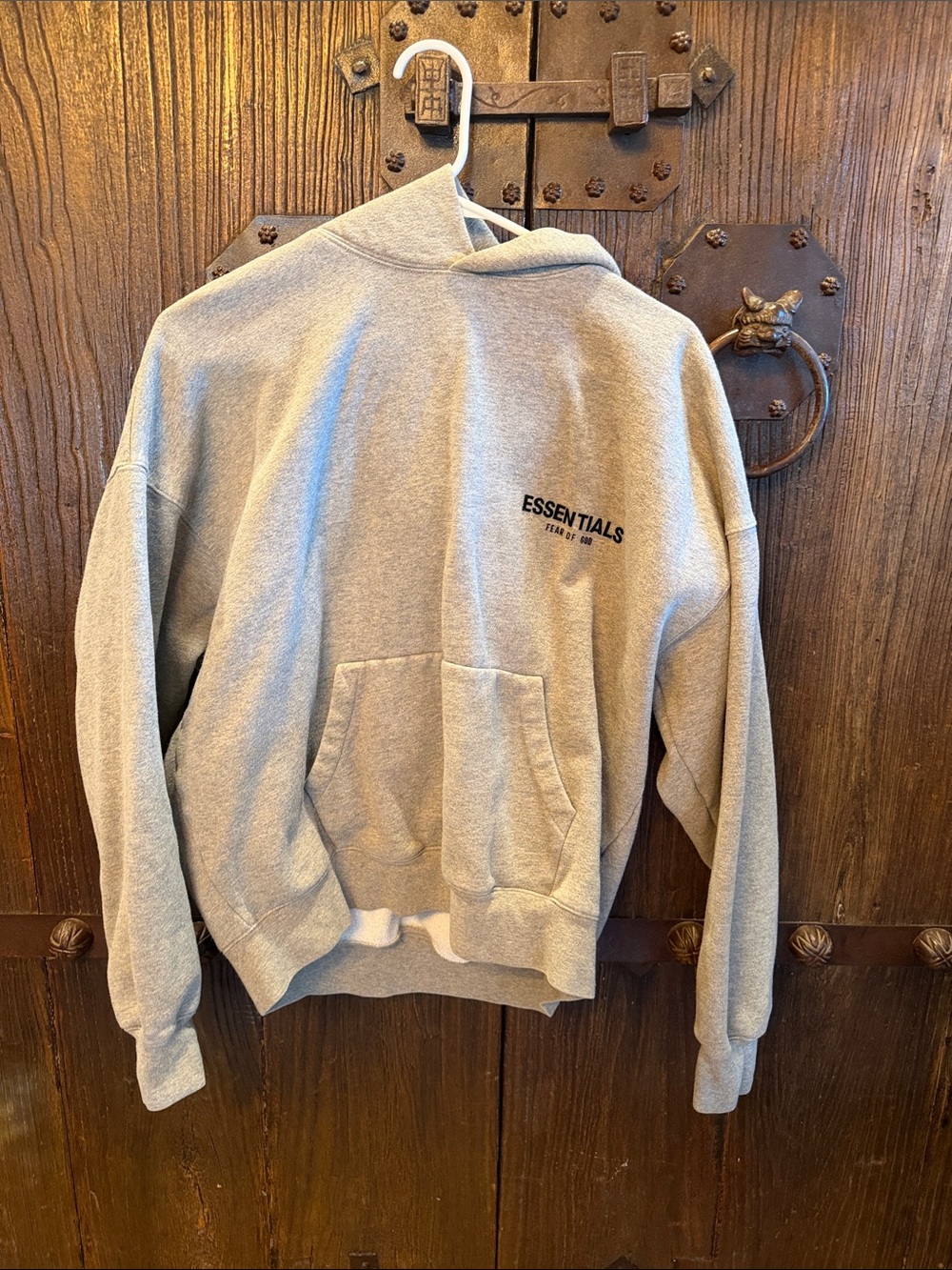 Essentials Light Grey Hoodie with Front Pocket